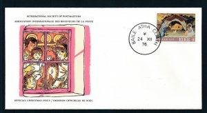 D464696 Ireland FDC International Society of Postmasters Official Christmas 1976