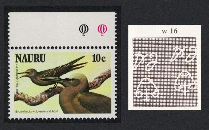 Nauru Birds 10c Top Margin Inverted Watermark SG#328w