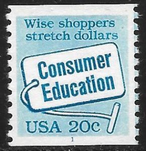 Scott #2005 20c Consumer Education Coil P#1 F VF MNH - HCV=$5.00