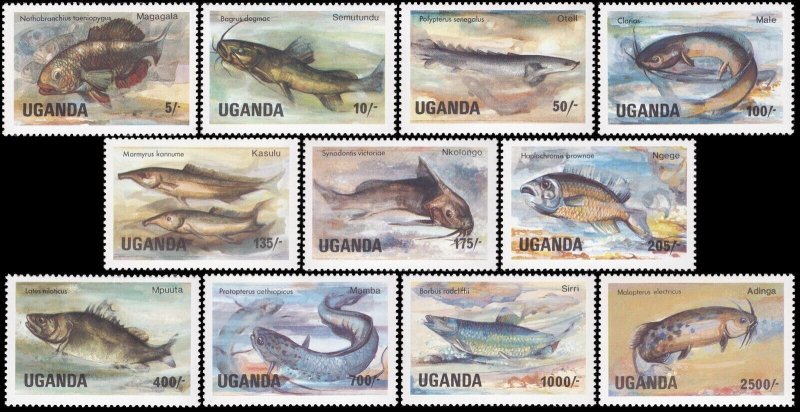 Uganda 1985 Sc 432-442 Fish CV $22.35