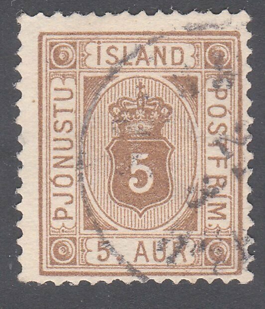 ICELAND Official 5 ore SG O21a fine used....................................F688