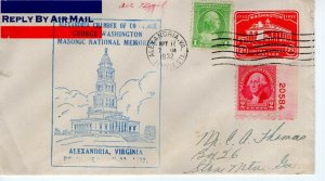 MASONIC NATIONAL MEMORIAL,  ALEXANDRIA, VA  1932  FDC13744