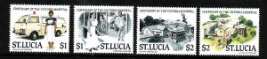 St Lucia-Sc#894a,b,895a,b-unused NH set-Victoria Hospital-Nurses-Ambulance-1987-