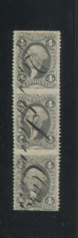 1862 United States Internal Revenue Proprietary Stamp #R22b Used VF Strip of 3