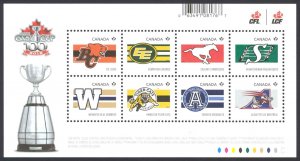 Canada Sc# 2558 MNH Souvenir Sheet 2012 CFL Teams