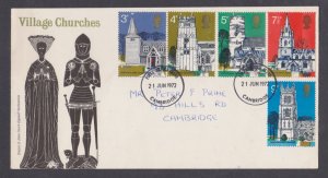 GREAT BRITAIN - 1972 VILLAGE CHURCHES - 5V - FDC