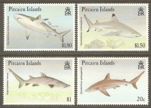 PITCAIRN ISLAND Sc# 367 - 370 MNH FVF Set of 4 Sharks