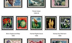 COLOR PRINTED FRENCH WEST AFRICA 1943-1959 STAMP ALBUM PAGES (15 illustr. pages)