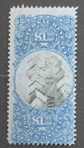 USA REVENUE STAMP SECOND ISSUE 1871  CUT CANCEL. $1.90 SCOTT# R122