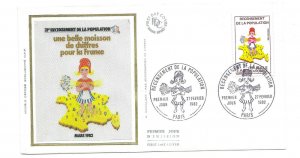 France 1982 Sc # 1823 Recensement de la Population  silk FDC