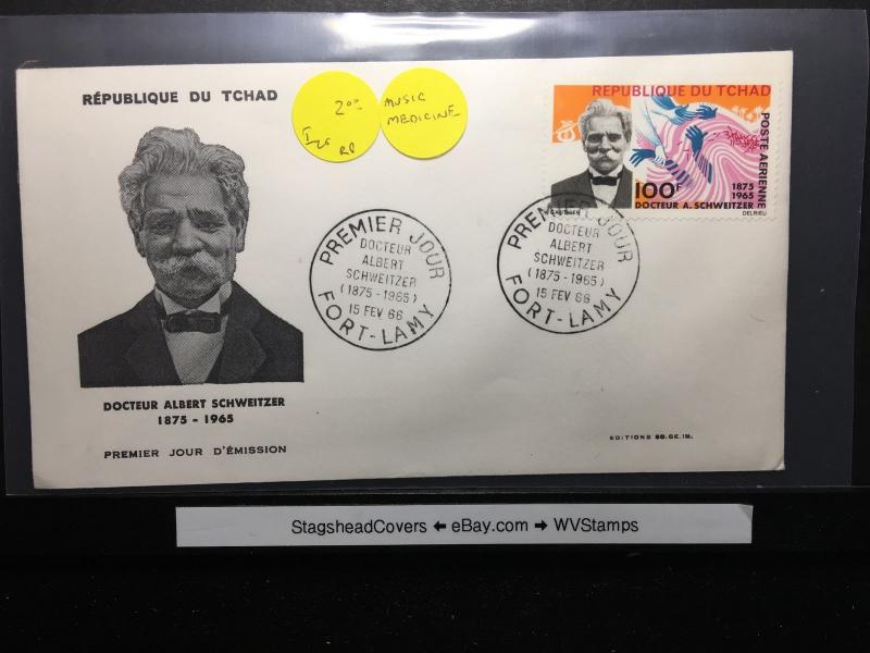 Chad FDC 15 Feb 1966 Doctor Albert Schweitzer 1875-1965 Music Medicine