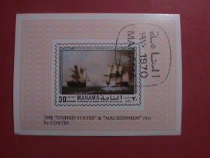 MANAMA:  1970-THE UNITED STATE & MACEDONIA 1811 BY COATS  -S/S-CTO-NH-SHEET