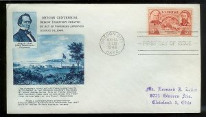 UNITED STATES FDC 3¢ Oregon Territory Centennial 1948 Fulton