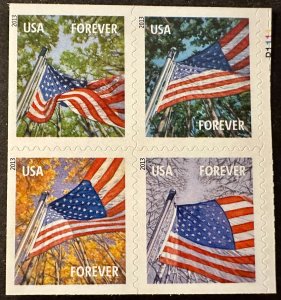 US 4781a Flags through the seasons pane of 8 (4 on ea side) forever 2013 Mint NH