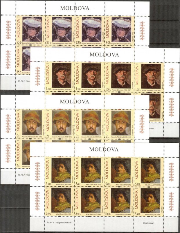 Moldova 2011 Art Paintings 4 sheets MNH**