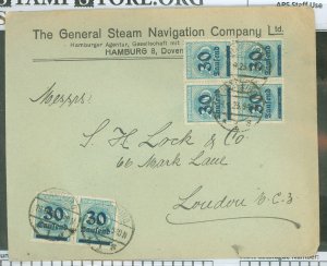 Germany  Hamburg to England - foreign surface rate - 19 Sept. 1923 - General Steam Navigation Co - First Day - 200,000 marks - m