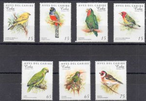 CUBA Sc# 3848-3854  BIRDS tropical Caribbean BIRDS  Cpl set of 7   1997 MNH mint