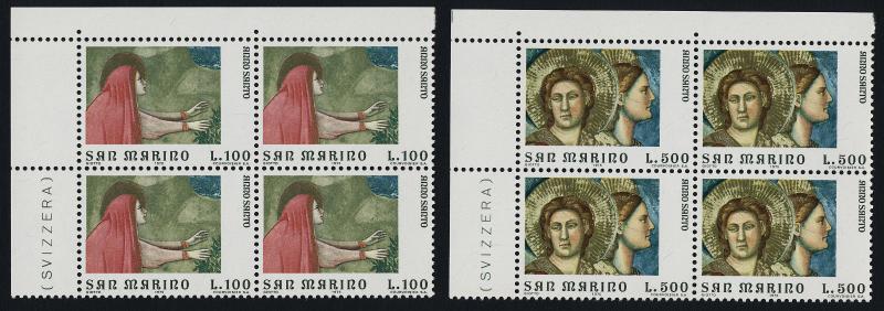 San Marino 860-4 TL Blocks MNH art, Frescoes by Giotto