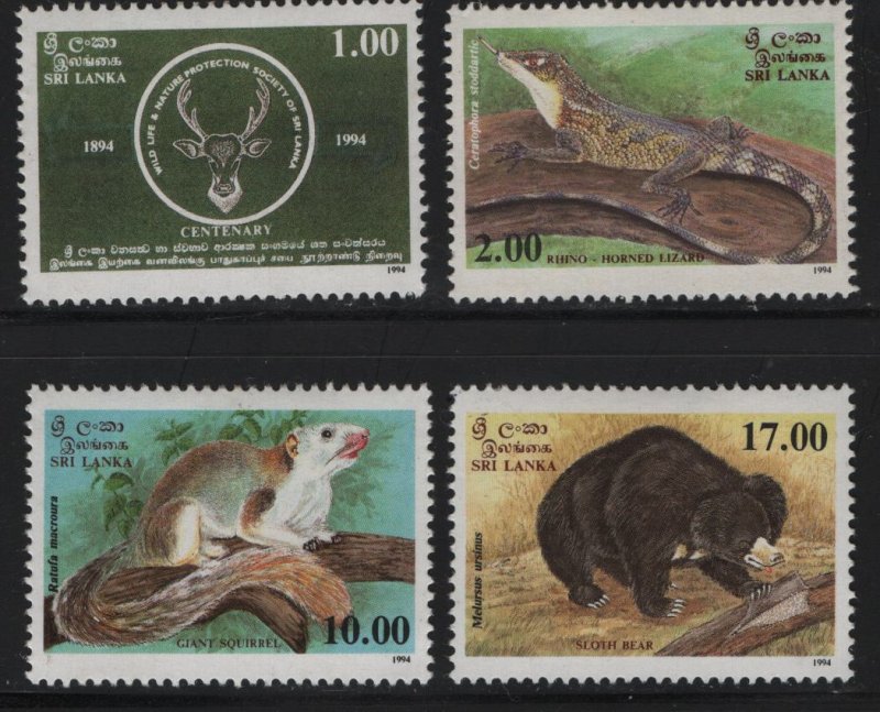 SRI LANKA 1119-1112,(4) SET, Hinged,1994 National wildlife and nature protection