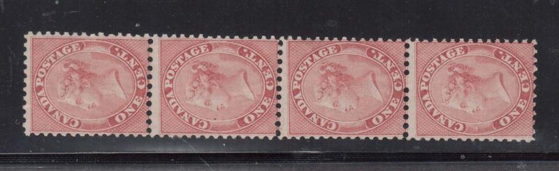 Canada #14 Mint Strip Of Four **With Certificate**