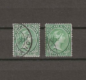 FALKLAND ISLANDS  1891/1902 SG 16, 17b USED Cat £20