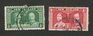 NEW ZEALAND - 2 USED STAMPS - Coronation - 1937.