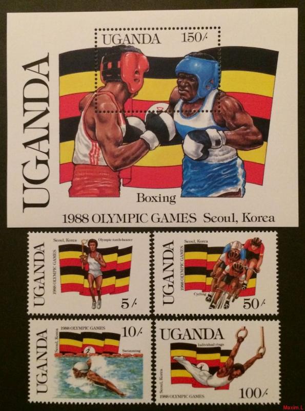 Uganda 1987** Mi.534-37 + Bl.70. Olympics [20;14]