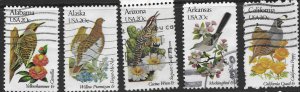 US #1953-57 used.group of 5.  State Birds and Flowers.  Nice.