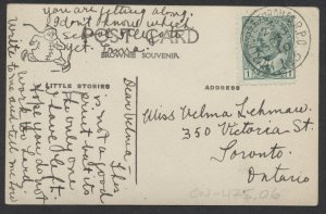 1910 RPO Postmark Port Hope & Toronto RPO/No3 On Small RPPC to Toronto