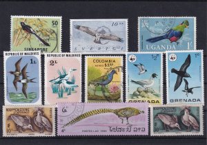 SA10 mix selection used and mint stamp, Birds from Uganda, Grenada etc