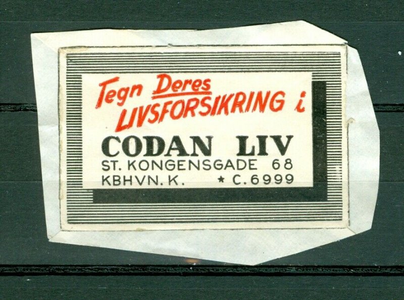 Denmark. Poster Stamp On Paper. Codan Life Insurance. Copenhagen