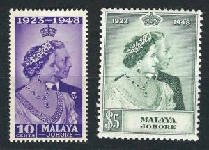 Malaya Johore 128-29 SG 131-32 Silver Jubilee MVLH VF SCV $29.25*