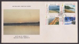 INDIA - 1997 BEACHES OF INDIA - INDEPEX '97 - 4V - FDC