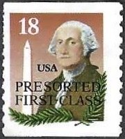 United States #2149a 18¢ George Washington (1985). Pre-cancel. Used.