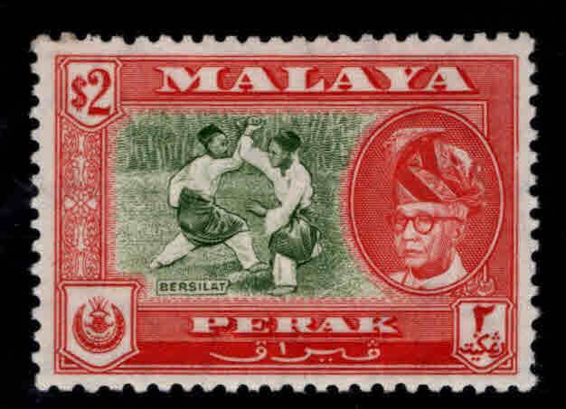 MALAYA Perak Scott 136a perf 12.5 Bersilat martial art stamp MH*