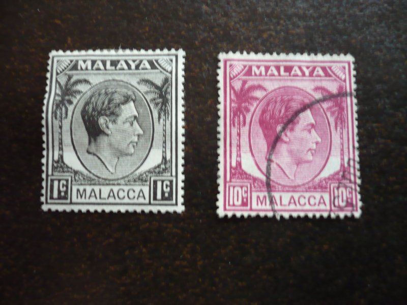 Stamps - Malaya Malacca - Scott# 3, 9 - Mint Hinged & Used Part Set of 3 Stamps