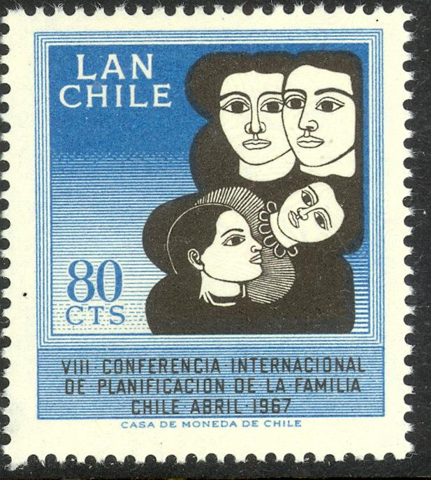 CHILE 1967 FAMILY PLANNING Airmail Scott No C272 MNH