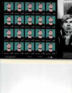 Andy Warhol Artist 37c Postage Sheet #3652 MNH