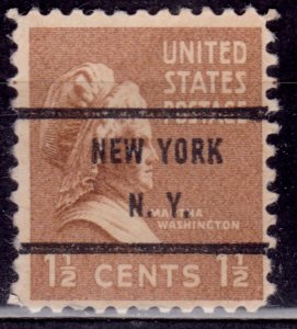 United States, 1938, Martha Washington, 1 1/2c, Coil, pre cancel, sc#805, used