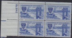 1012 Engineering Centennial Plate Block MNH