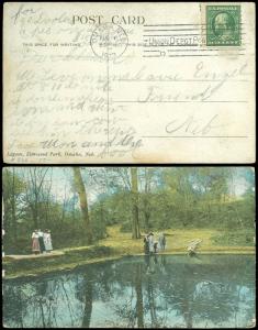 1912 Omaha UNION DEPOT POST STATION CDS on ELMWOOD LAGOON PPC, SC #405 SCV $75!