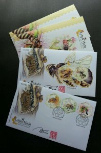 Malaysia Honey Bees 2019 Insect Flower (FDC pair) *signed *die cut *odd *unusual