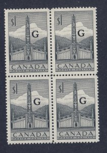 4x Canada Stamps;  Block #O32 -$1.00 Totem G Overprint MNH VF Guide = $72.00