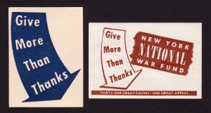 REKLAMEMARKE POSTER STAMP NEW YORK NATIONAL WAR FUND (PRE-1947) LOT OF 2 