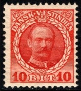 1908 Danish West Indies Scott #- 44 10 Bit King Frederik VIII MNH