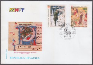 CROATIA Sc #179-80 FDC - CHRISTMAS PAINTINGS