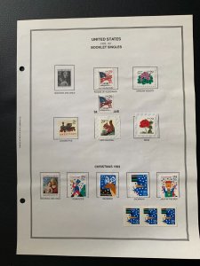 US 1992-93 booklet singles stamps new with album page