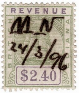 (I.B) British Guiana Revenue : Duty Stamp $2.40 (1889)