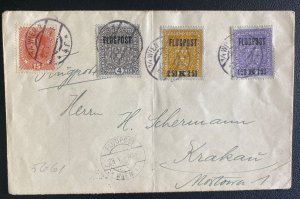 1918 Vienna Austria Early Airmail Cover To Krakow Poland Sc#C1-4