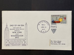 1977 Last Day Railway Post Office - New York and Washington RPO Souvenir Cover